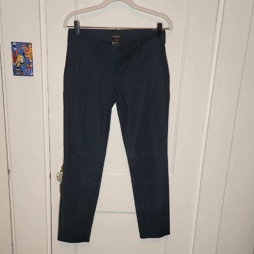 Ann Taylor Dark Blue Slim Fit Cotton Blend Pants
